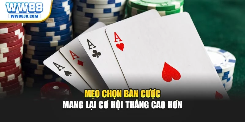 Mẹo chọn bàn cược mang lại cơ hội thắng cao hơn
